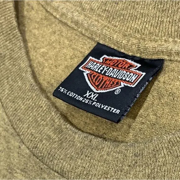 Harley Davidson T-Shirt Memphis, TN Bumpus Tan XXL Short Sleeve Graphic Cotton - Picture 3 of 5